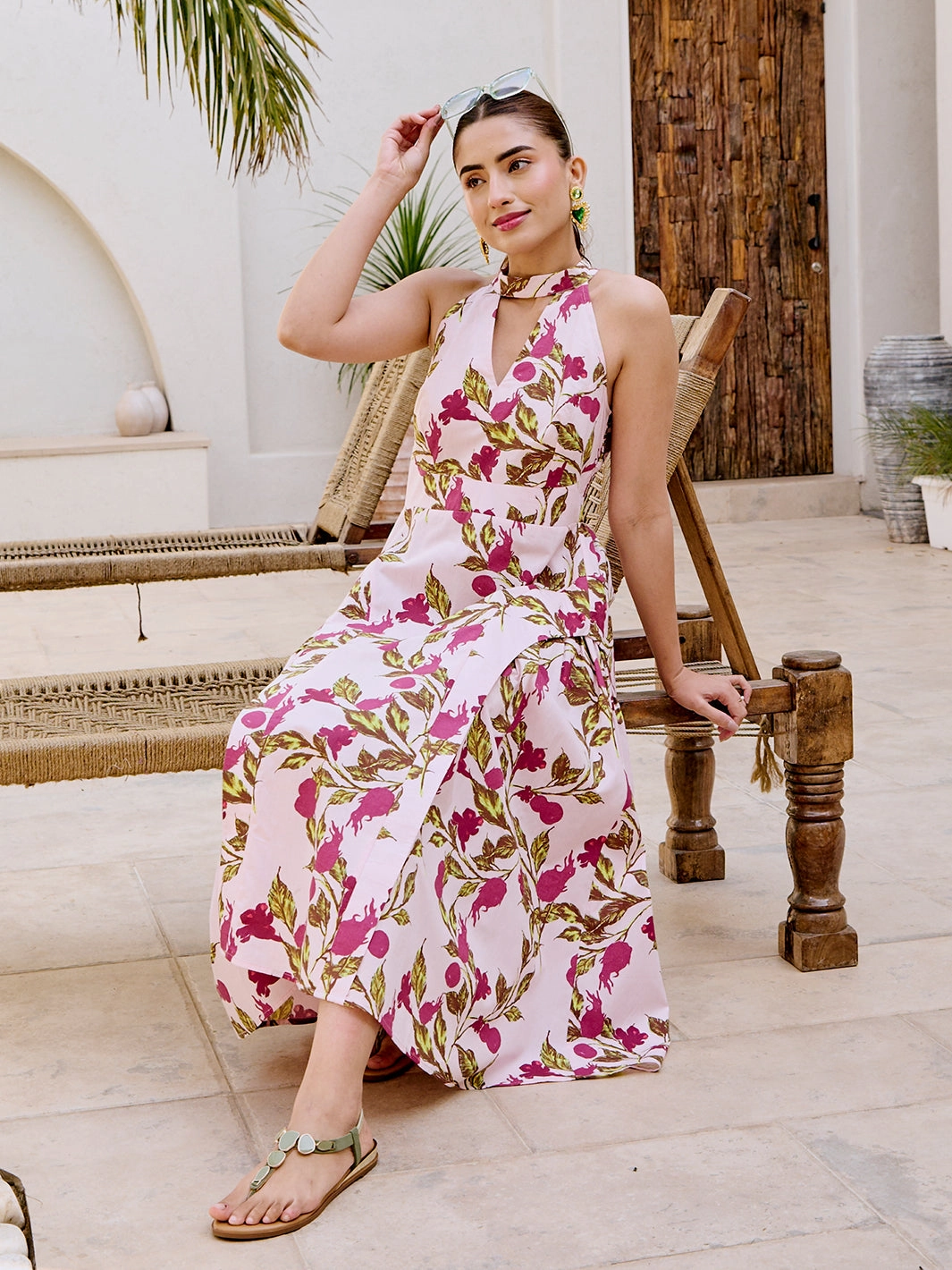 Silky texture Daily Wear Tulum Bloom Midi Dress
