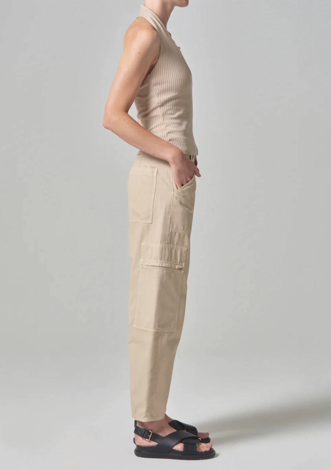 MARCELLE LOW SLUNG CARGO IN TAOS SAND sporty wear