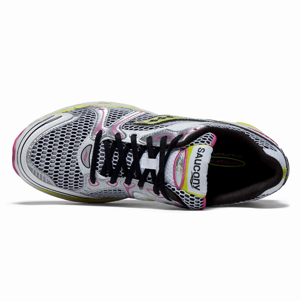 TPU Stabilizer Structured Pace Saucony Progrid Triumph 4 Shoes - White/Fluo