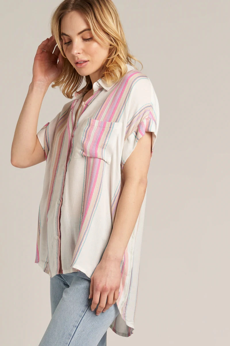 Easy Care Material LURAX STRIPED SHORT SLEEVE SHIRT