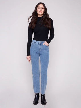 Corduroy Straight Leg Pants - Denim Rainy Day Brunch Outfit