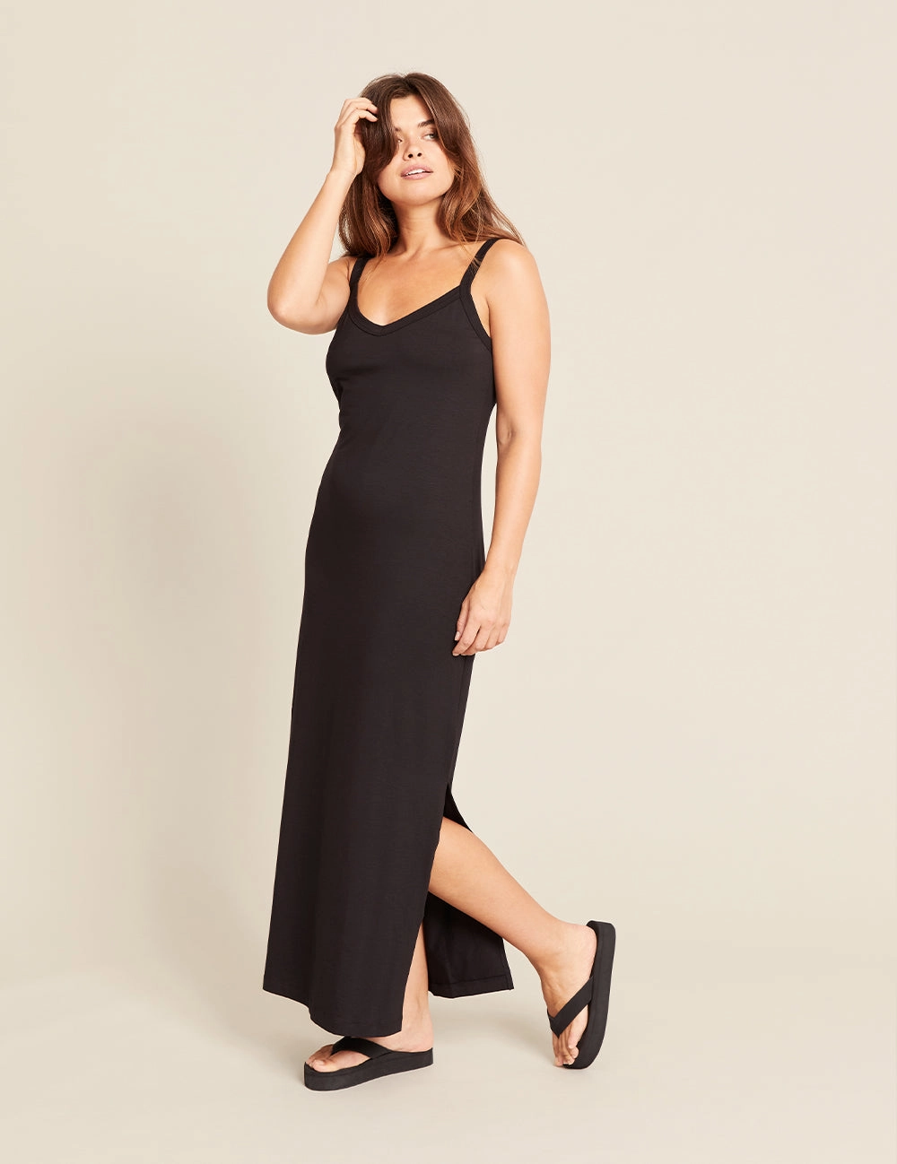 V-Neck Slip Dress - Black FadeResistantColors