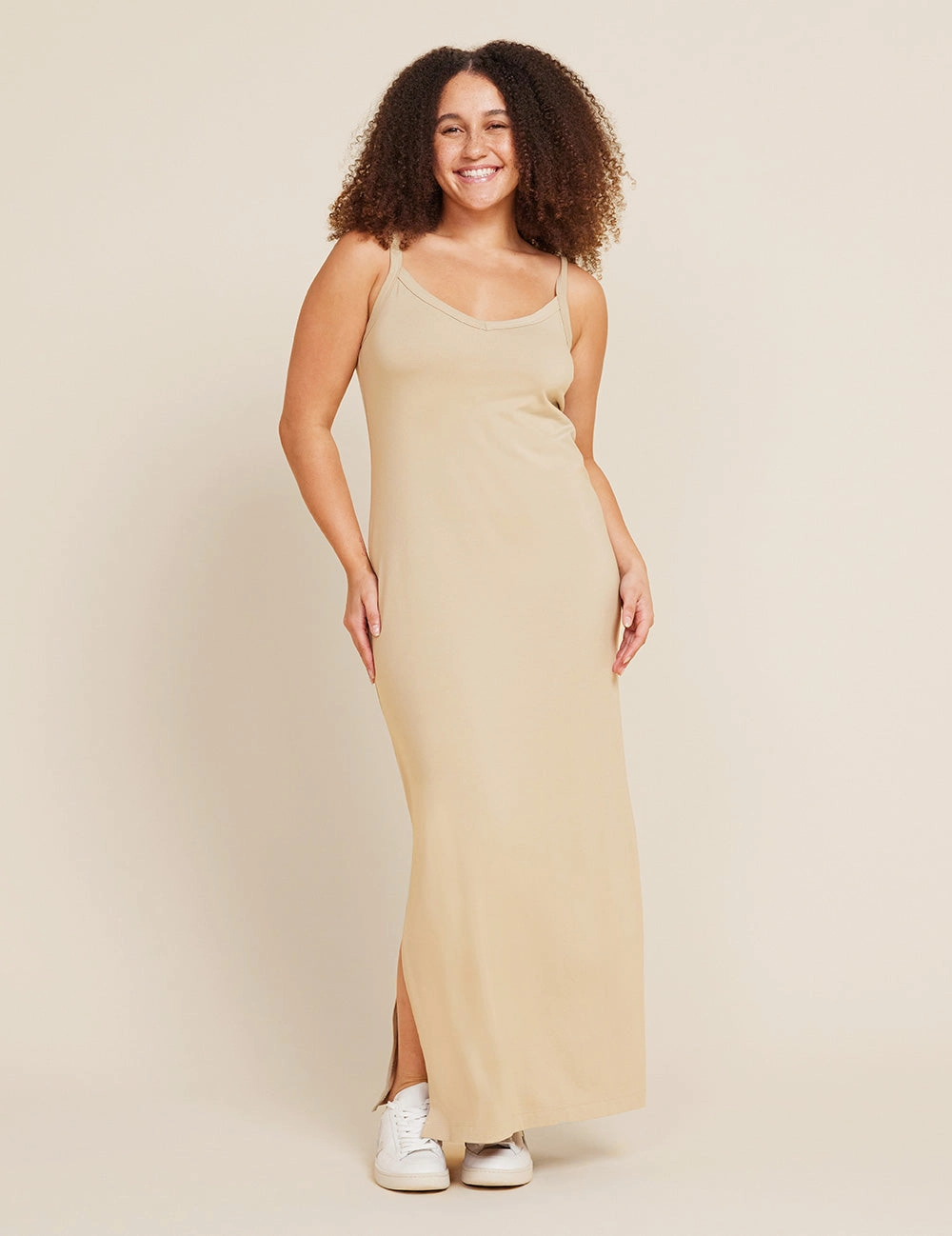 FlexibleFit V-Neck Slip Dress - Stone