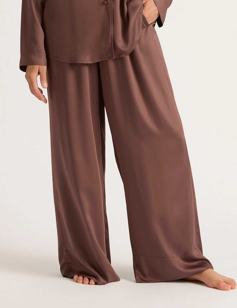 Vegan Silk Wide Leg Pants - Garnet SlipResistantWaistband Breathable Style