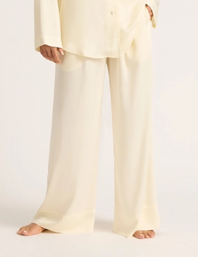 Cool Vest Vegan Silk Wide Leg Pants - Pearl