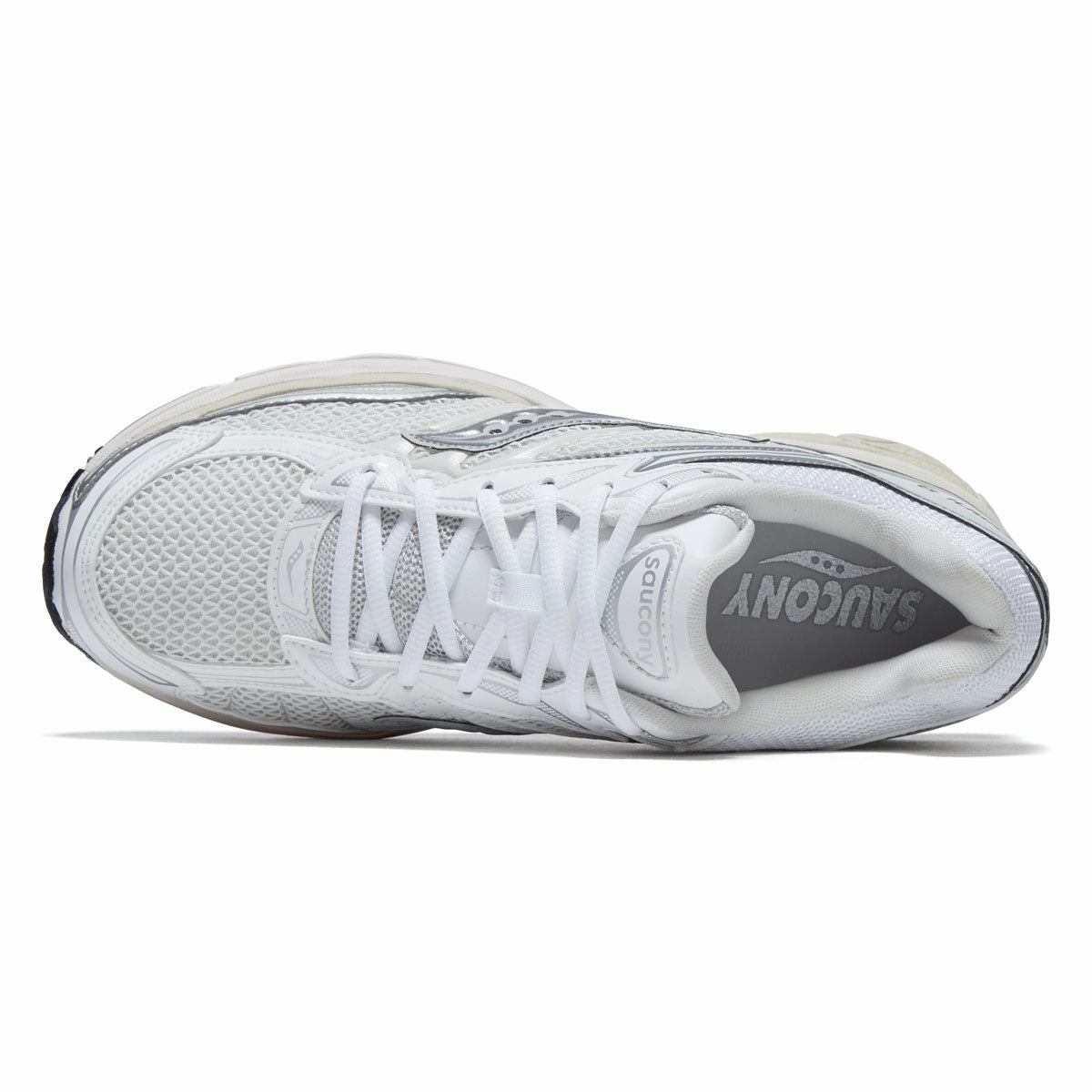 Orthopedic Footbed Impact Diffusion Saucony Progrid Omni 9 Shoes - White/Silver
