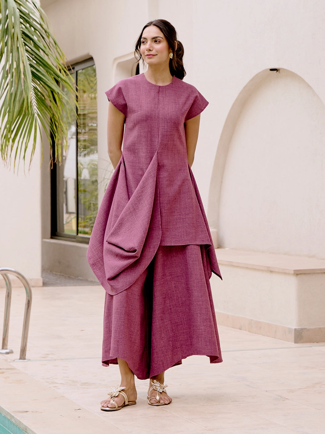 Lazuli Cowl Tunic Feminine fit-and-flare silhouette