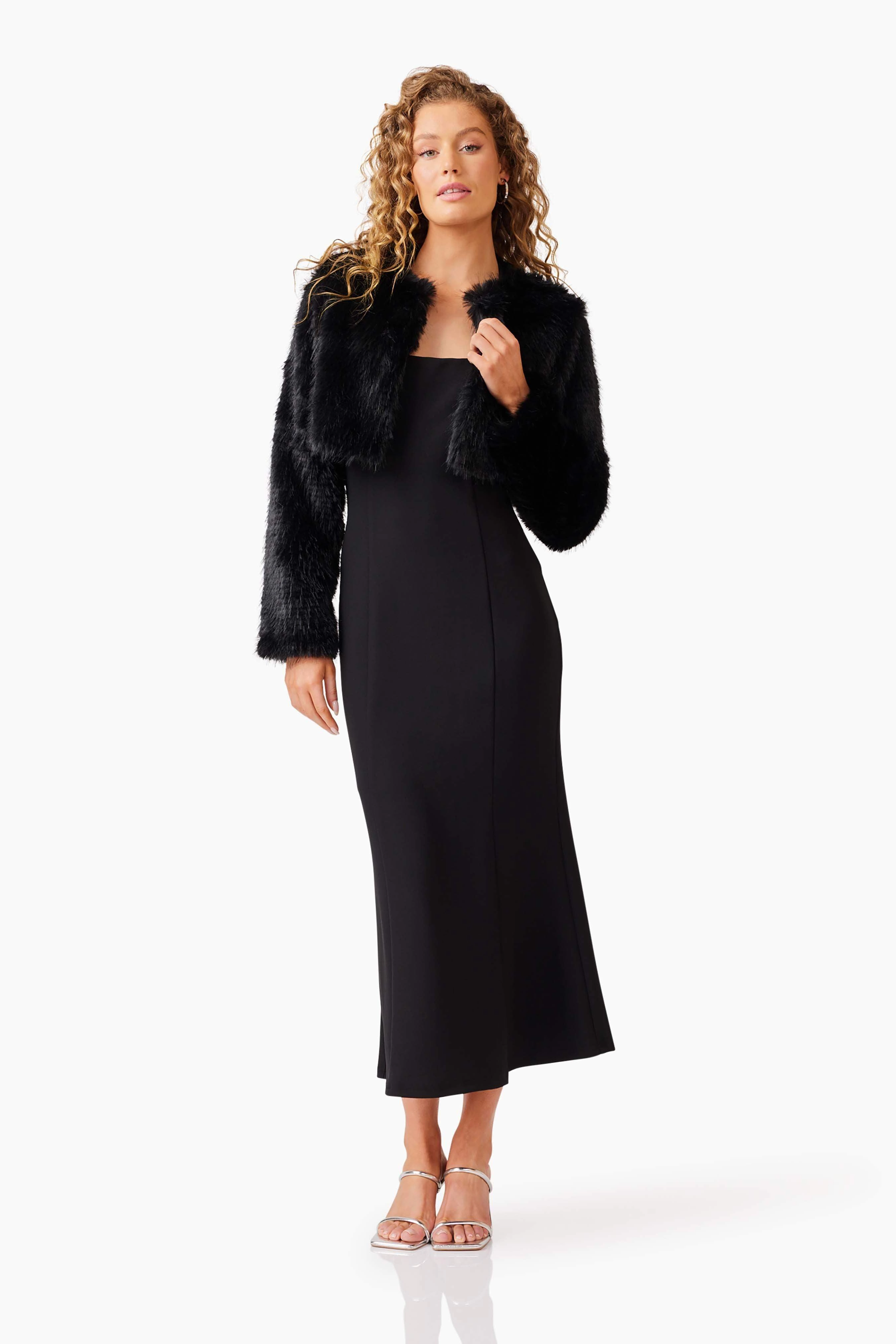 Desiree Cropped Jacket in Black Retro Mood Soft-touch