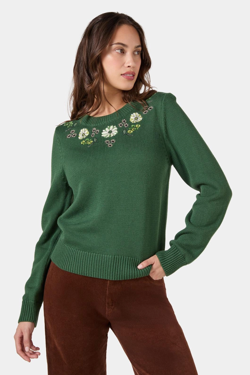 Breathable Comfort Versatile Outfit Viva Floral Embroidered Jumper