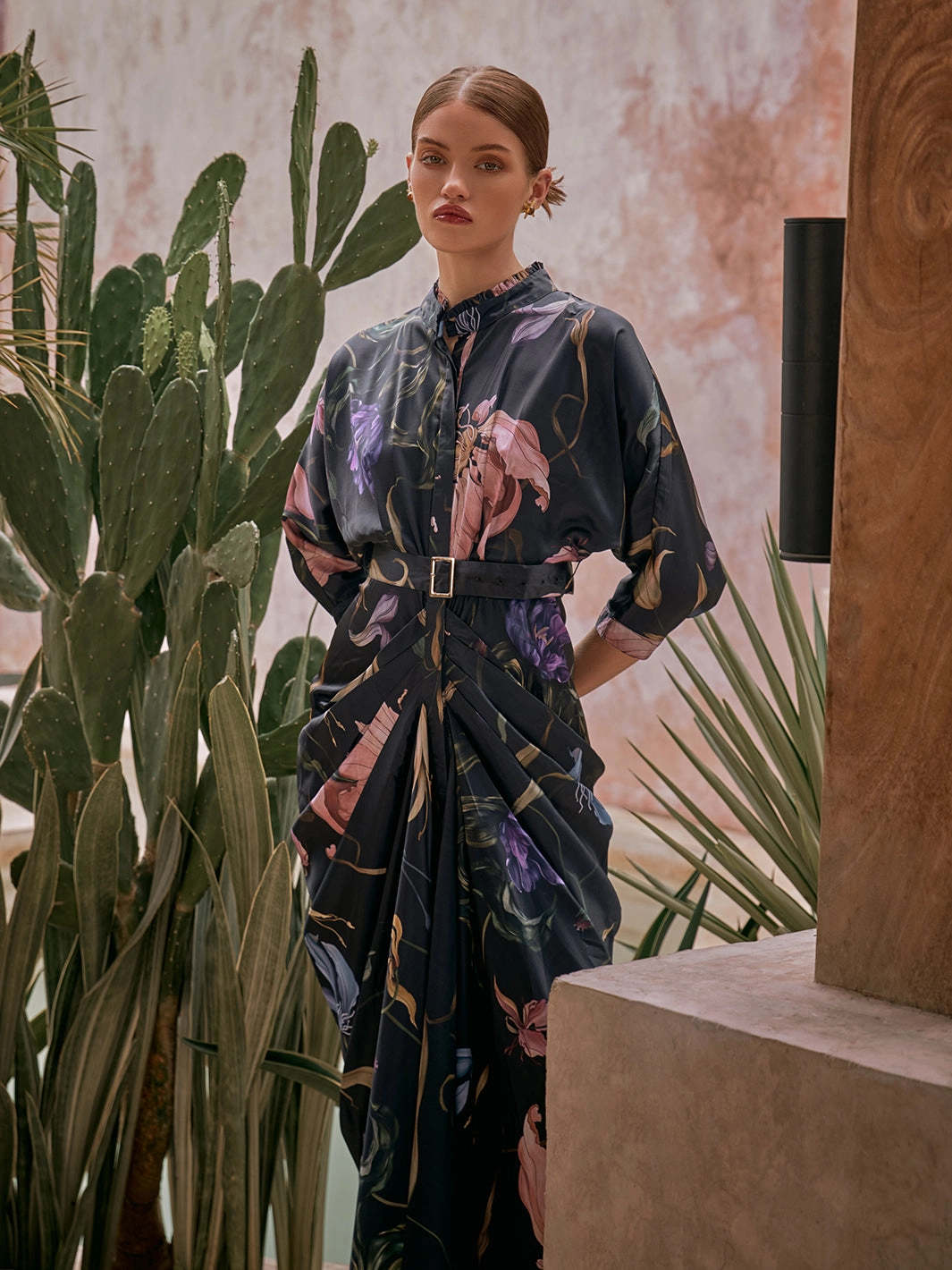 Waldorf Pleated Gown animal-print