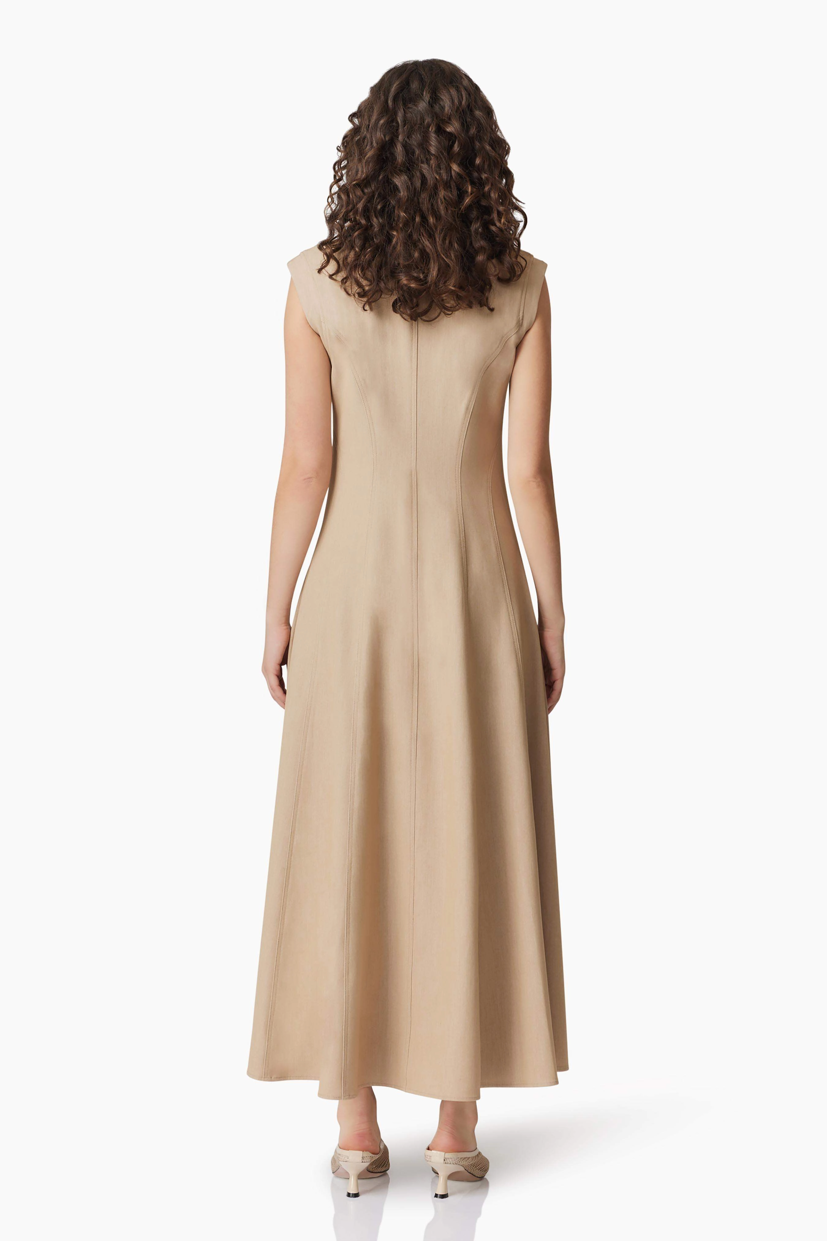 Light and Comfortable Wear Picture Perfect CURAAE Gabriella Midi Dress In Beige