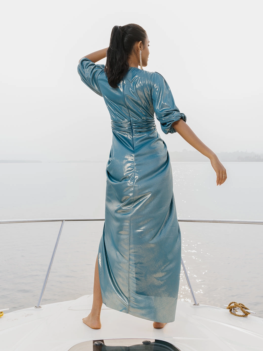 Sleek Texture Sardinia Cowl Dress