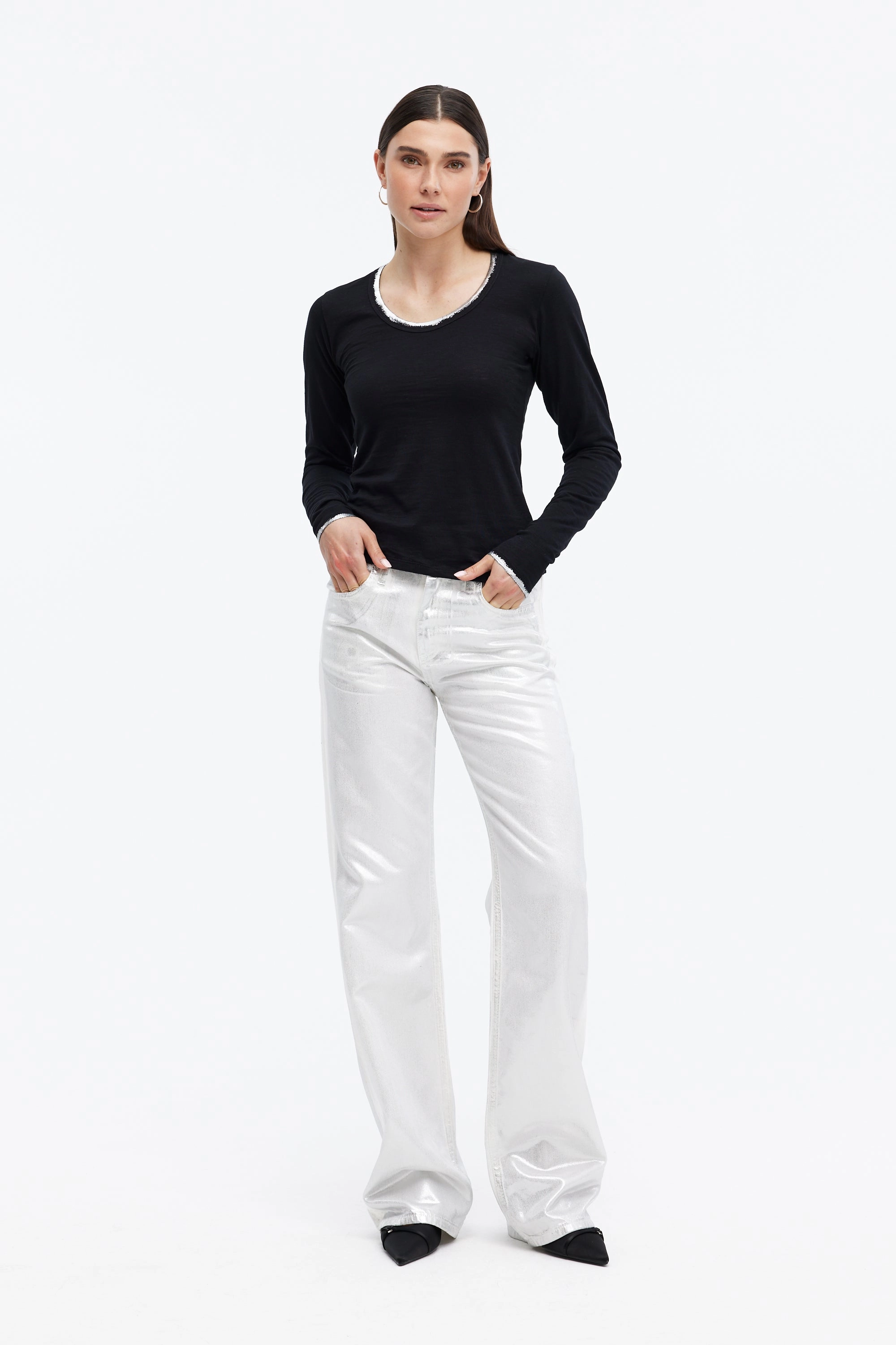 Grace Ease Frost Glow KIMMI METALLIC TIPPED LONG SLEEVE TEE