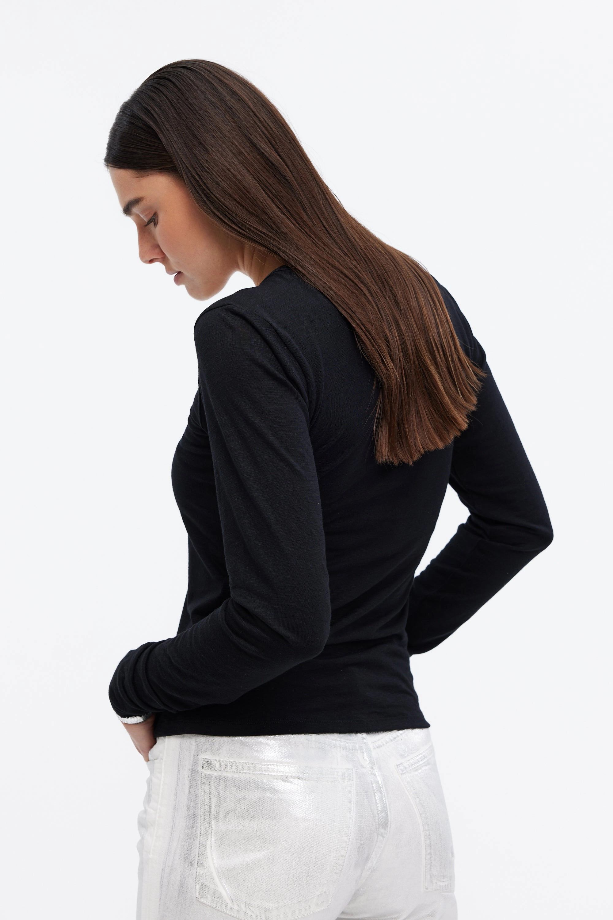 Compact Packable Design Mind Glow KIMMI METALLIC TIPPED LONG SLEEVE TEE