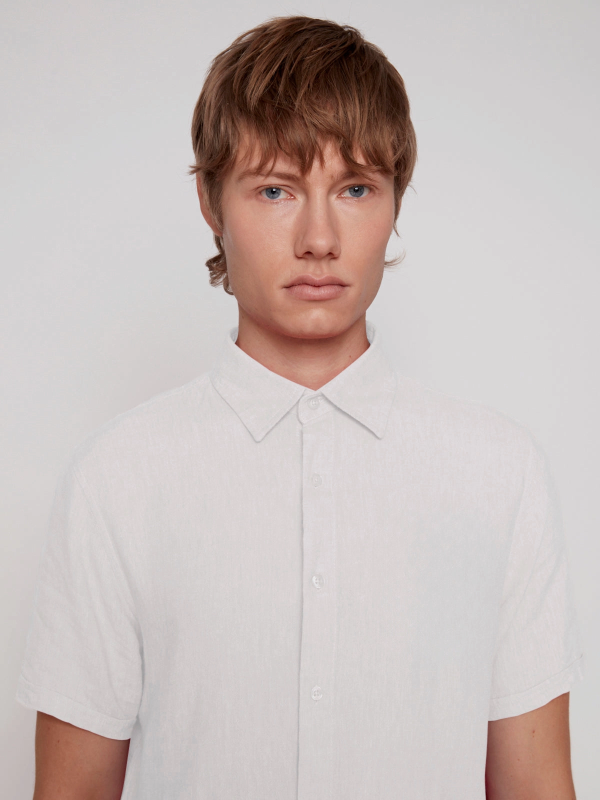 LINEN BLEND SHORT SLEEVE SHIRT Urban Chic