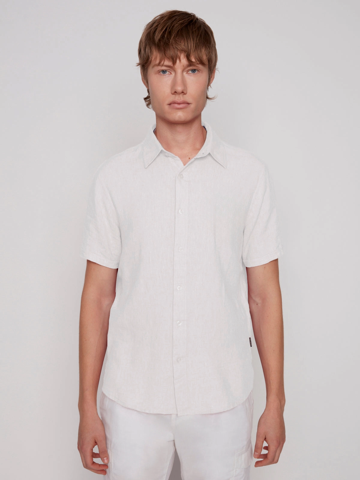 Button Down Collar Style Stretch Technology LINEN BLEND SHORT SLEEVE SHIRT