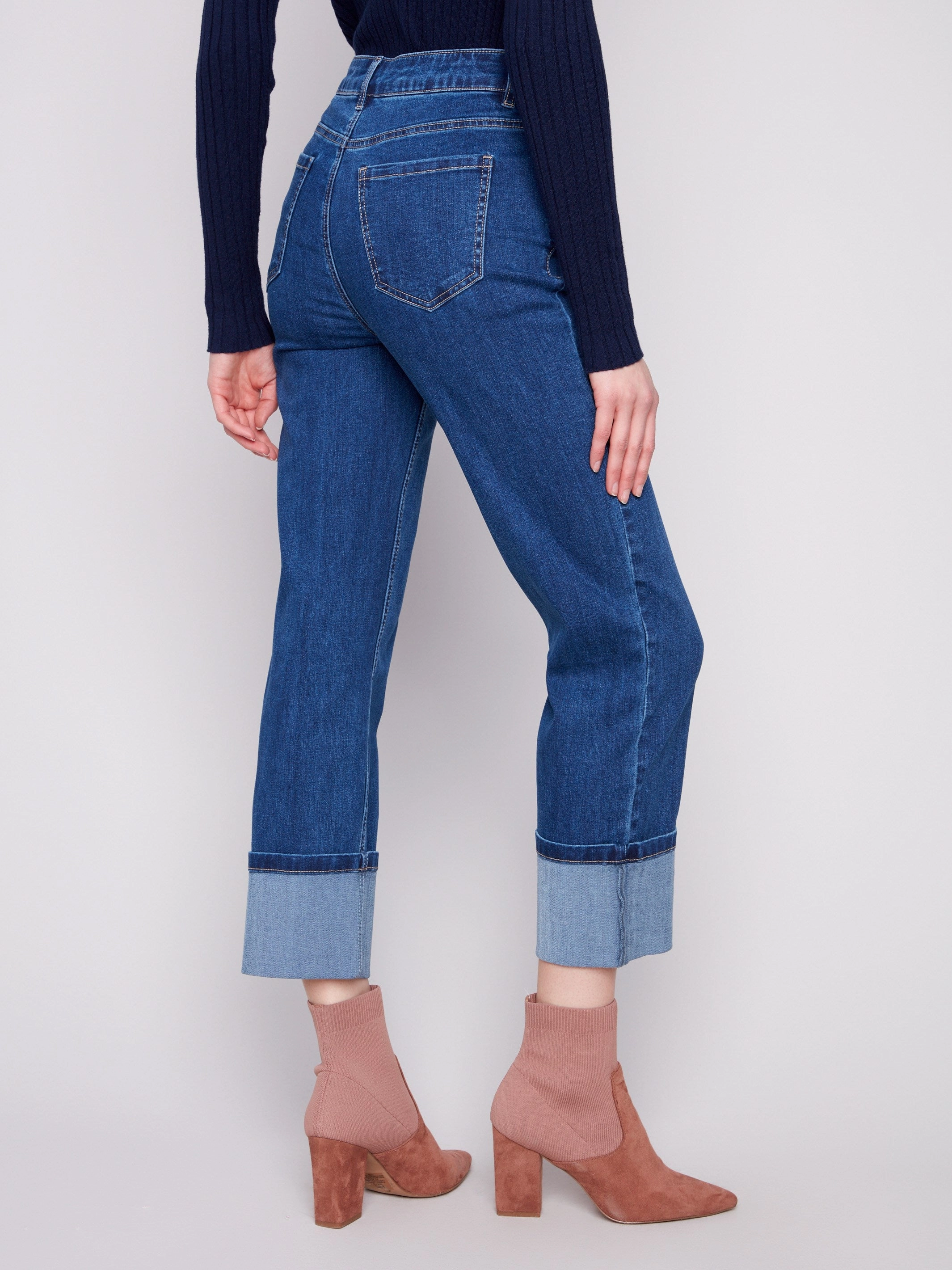 Wide Cuff Straight Leg Jeans - Indigo Customizable Fit
