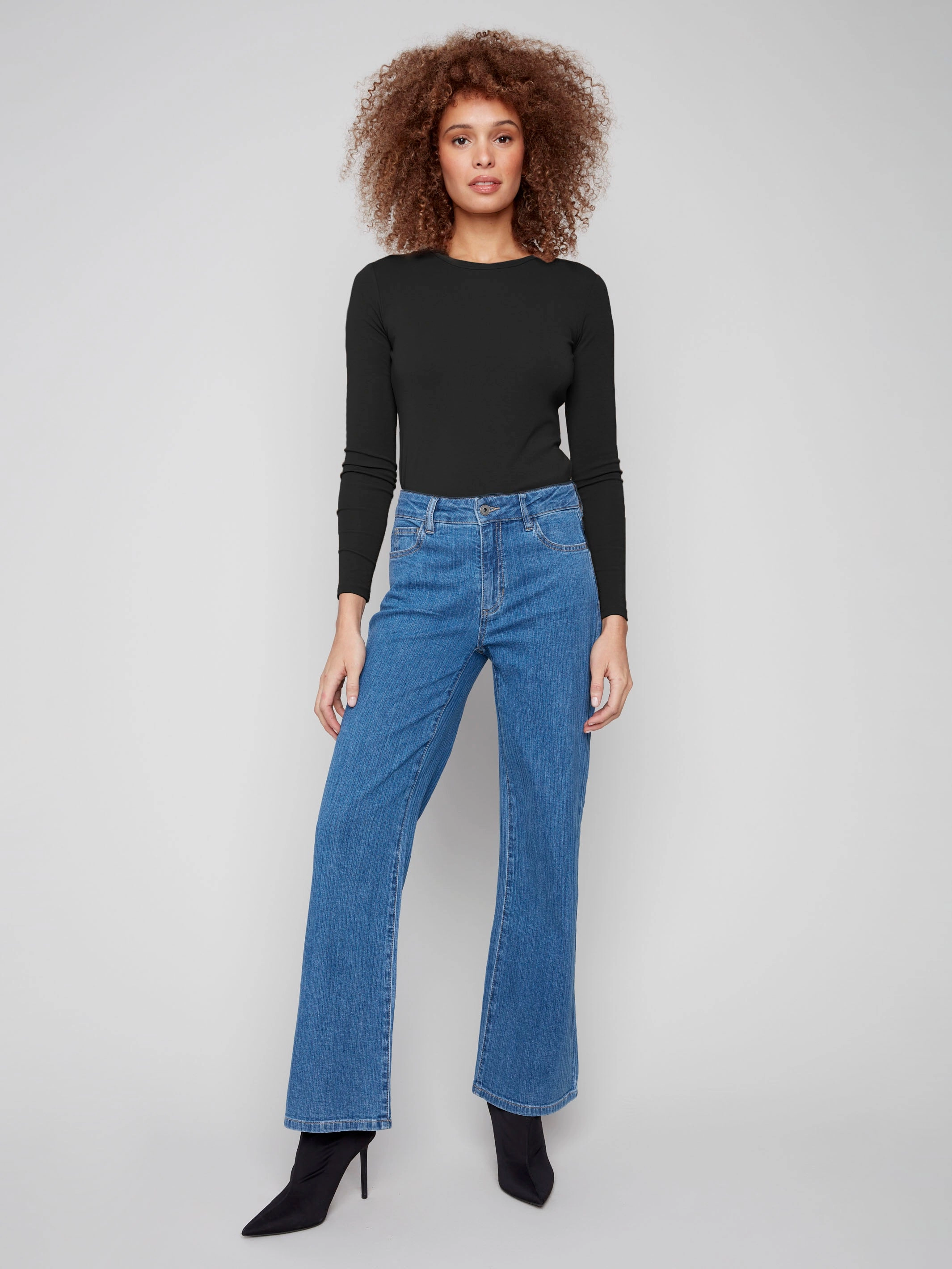 Comfy Waist Wide Leg Corduroy Jeans - Stripes