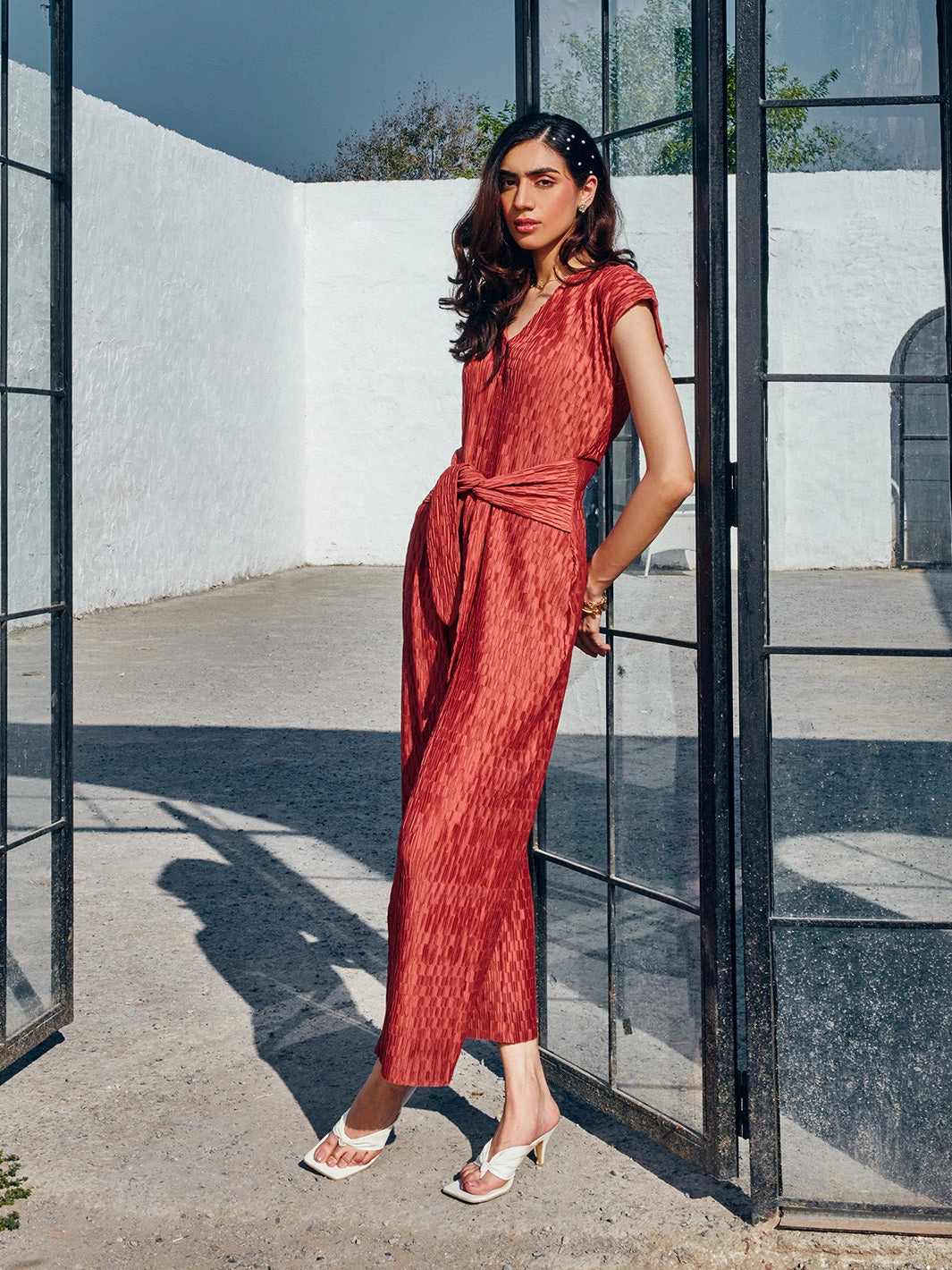 Boho Aesthetic Timeless Edge Venchi Textured Jumpsuit