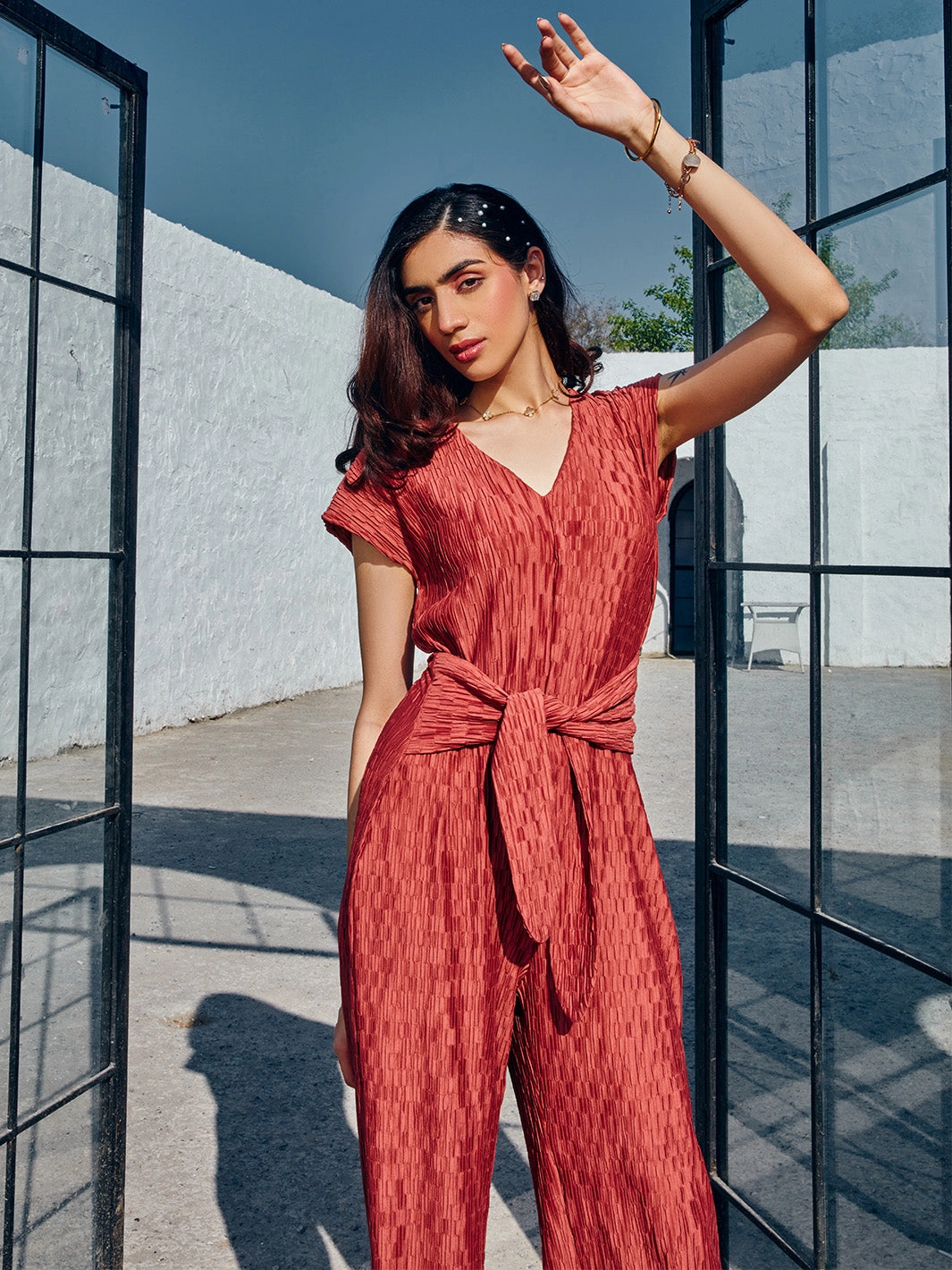Profile Enhancer Venchi Textured Jumpsuit
