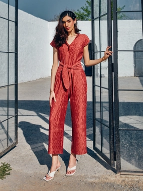Venchi Textured Jumpsuit BreathableLining