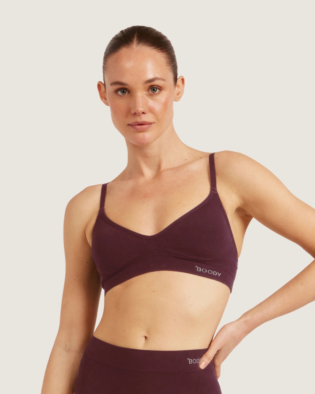 Wireless T-Shirt Bra - Mulberry Blended materials