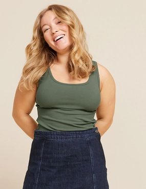 Women's Ribbed Tank Top - Moss Tulle Soul