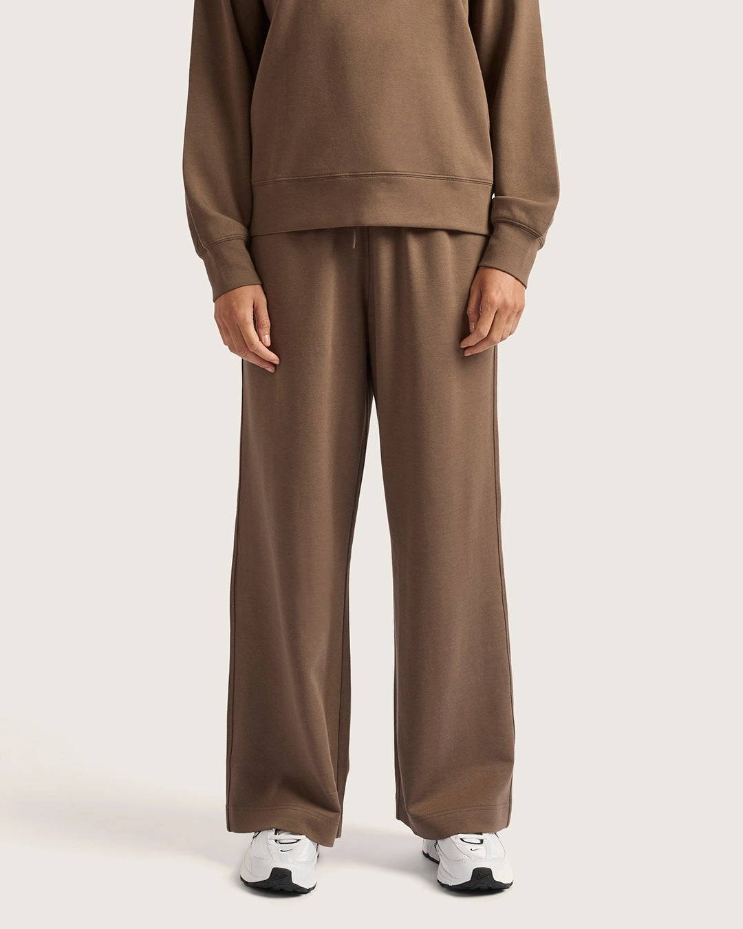 LightweightInsulation Layered Look Women's Straight Leg Sweat Pants - Oyster