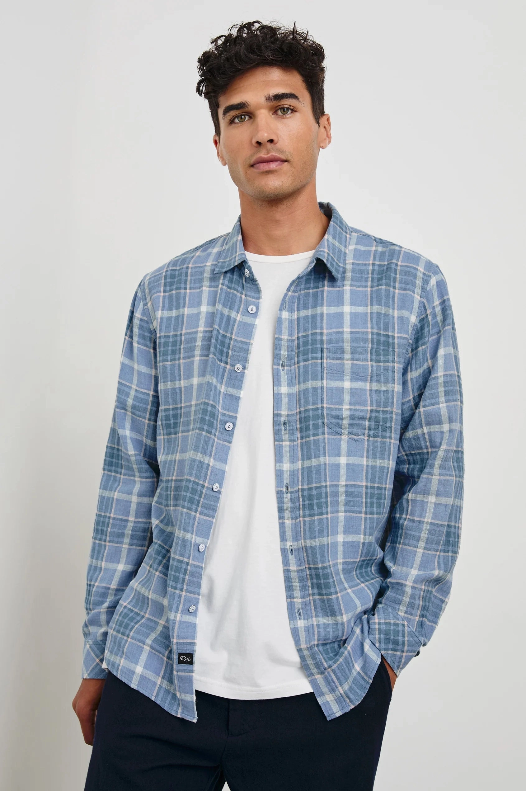 Water Repellent Coating WYATT EBI MELANGE PLAID LONG SLEEVE SHIRT