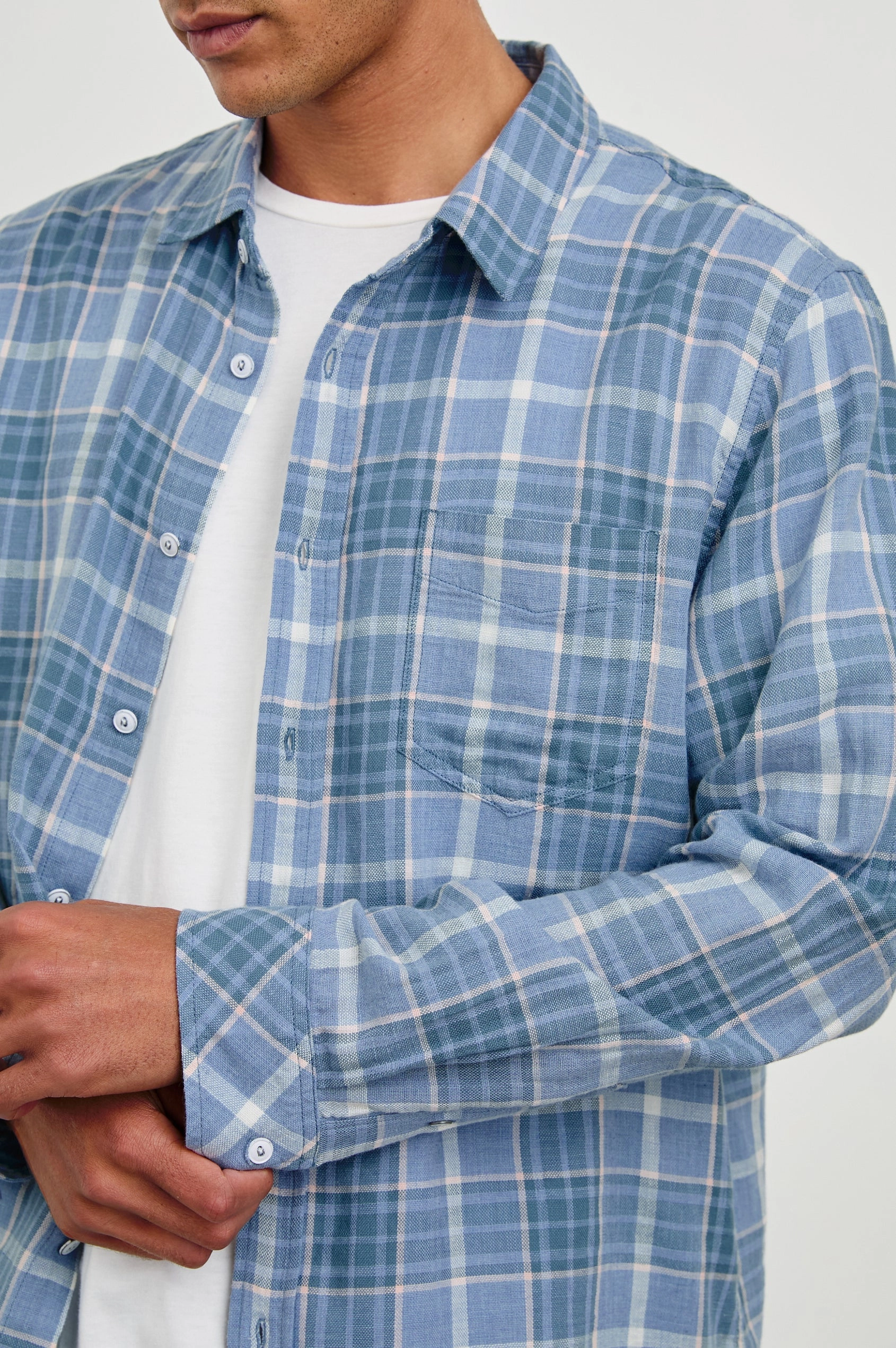 Seasonal Style WYATT EBI MELANGE PLAID LONG SLEEVE SHIRT