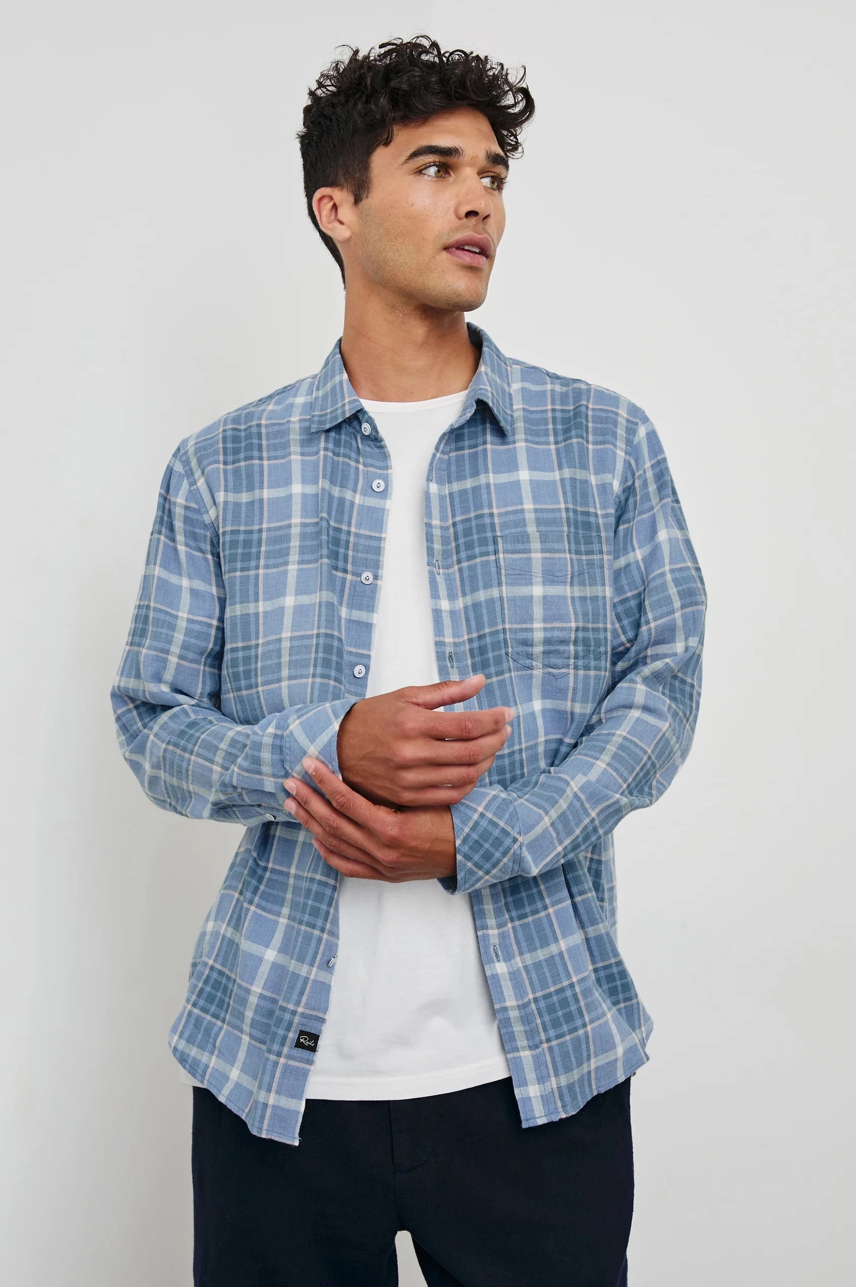 Casual Day Universal Clasp Mechanism WYATT EBI MELANGE PLAID LONG SLEEVE SHIRT