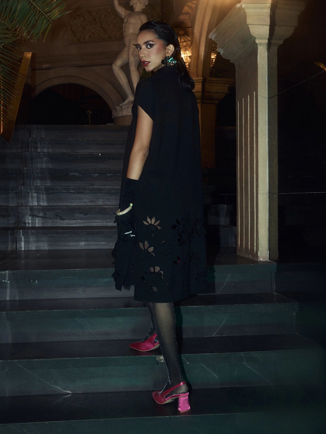 High-Neck Skyfall Cutwork Jacket Dress