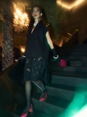 Skyfall Cutwork Jacket Dress Short Sleeve